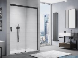 SanSwiss Cadura Black Line drzwi przesuwne 160cm jednoskrzydłowe prawe z polem stałym profile czarny mat CAS2D1600607
