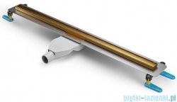 New Trendy Visio Slim Gold Brushed odpływ liniowy z rusztem szczotkowanym w kolorze złotym 80x3,2 cm OL-0083