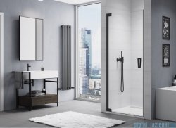 SanSwiss Cadura Black Line drzwi wahadłowe 80cm jednoczęściowe lewe z profilem przyściennym czarny mat CA1CG0800607