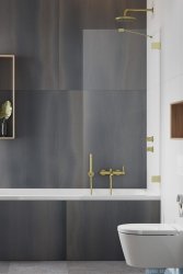 Radaway Essenza Pro Brushed Gold Pnj II parawan nawannowy 50cm L/P szczotkowane złoto 10101050-99-01