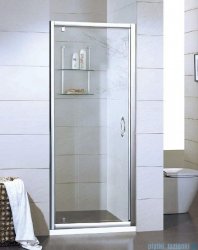 Kermi Acca Drzwi prysznicowe z przesuniętym punktem obrotu, szkło przezroczyste AccaClean, profile srebrne 90cm ACKOD09019VPK