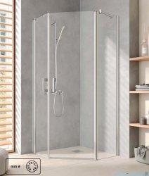 Kermi Pega kabina pięciokątna wejście narożne z polem stałym, prawa 90x90 cm szkło przezroczyste PE47R09020VPK