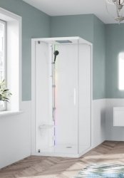 Novellini Glax 1 2.0 kabina z sauna parową 90x90 lewa biała G21GF90SM5-1UU