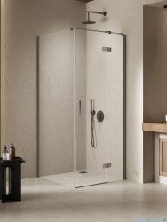 New Trendy Nesta Gunmetal Brushed kabina 80x120x200 cm prawa wspornik równoległy grafit szczotkowany/szkło przejrzyste K-4731