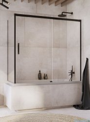 Radaway Idea Black Pn Dwj+S parawan nawannowy 150x75cm prawy czarny mat/szkło przejrzyste 10042150-54-01R/10005075-54-01L