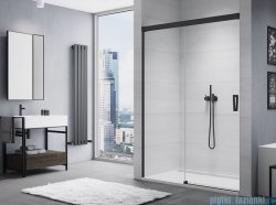 SanSwiss Cadura Black Line drzwi przesuwne 130cm jednoskrzydłowe lewe z polem stałym profile czarny mat CAS2G1300607