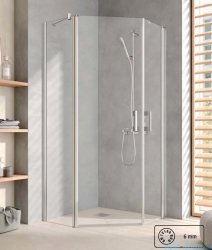 Kermi Pega kabina pięciokątna wejście narożne z polem stałym, lewa 90x90 cm szkło przezroczyste PE43L09020VPK