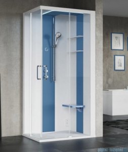 Novellini Skill 2A kabina z hydromasażem prawa błękitna 100x80 SKIA100DT1F-1AN0