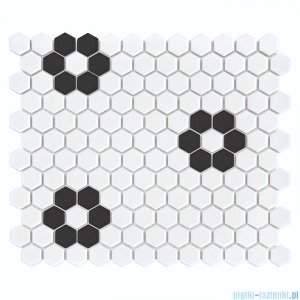 Dunin Mini Hexagon B&W Flower płytka ścienna 26x30cm