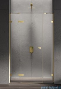 New Trendy Eventa Gold Shine drzwi wnękowe pojedyncze z dodatkową ścianką 110x200 cm przejrzyste lewe Złoty połysk EXK-4681