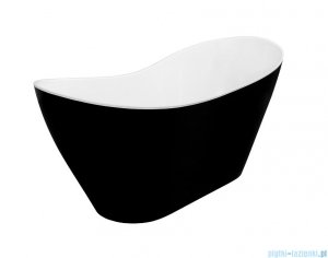 Besco Viya 160x70cm wanna wolnostojąca biało-czarna + syfon klik-klak czarny czyszczony od góry #WMD-160-VWB