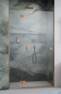 Radaway Essenza Brushed Copper Dwj drzwi wnękowe 130cm lewe szczotkowana miedź/szkło przejrzyste 1385017-93-01L