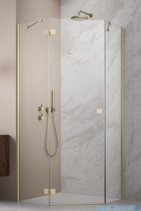 Radaway Essenza Ptj Brushed Gold kabina pięciokątna 100x100cm lewa szkło przejrzyste 1385010-99-01L/1385051-01-01