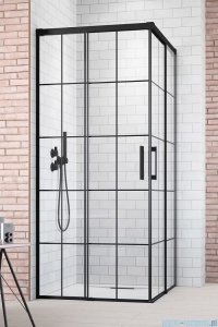 Radaway Idea Black Kdd Factory kabina prysznicowa 110x120cm czarny mat/szkło przejrzyste 387063-54-55L/387064-54-55R
