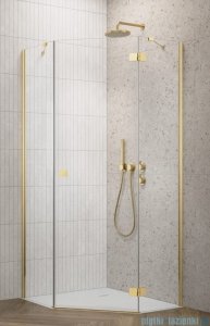 Radaway Essenza Gold Ptj kabina pięciokątna 80x100cm prawa szkło przejrzyste 1385010-09-01R/1385054-01-01
