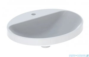 Geberit VariForm Umywalka owalna z półką z otworem na baterię, bez przelewu 55x45cm szkliwiony spód KeraTect 500.723.00.2
