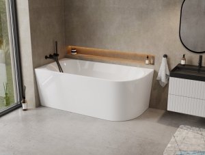 The North Bath Calia wanna wolnostojąca przyścienna lewa 170x80cm + syfon Klik-klak 6845-1701L