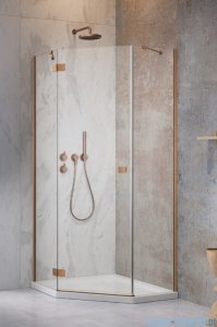 Radaway Essenza 8 Brushed Copper Ptj kabina pięciokątna 90x100cm lewa szczotkowana miedź 10490000-93-01L/10490700-01-01