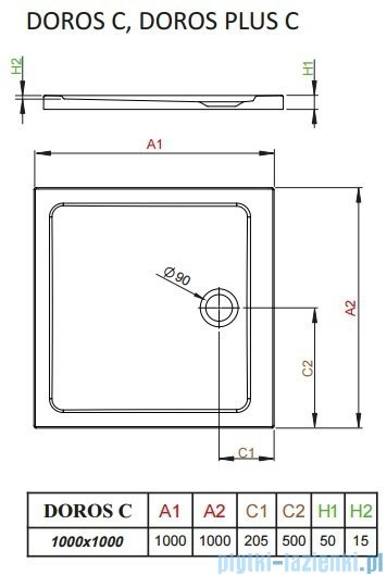 Radaway Arta Kdj II kabina 100x100cm lewa szkło przejrzyste + brodzik Doros C + syfon