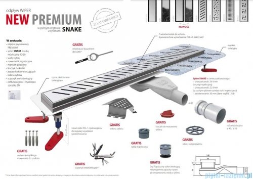 Wiper New Premium Revers Odpływ liniowy z kołnierzem 50 cm poler syfon snake 500.0251.01.050