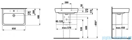 Laufen Pro A umywalka ścienna 65x48 biała H8189530001041
