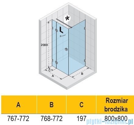 Riho Scandic NXT X203 kabina prysznicowa lewa 80x80cm chrom G001053120