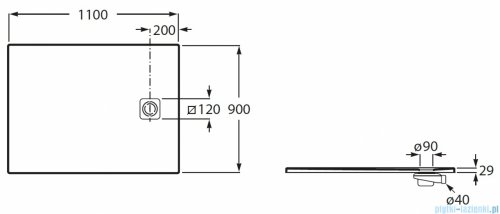 Roca Magma 110x90 cm brodzik prostokątny kompozytowy STONEX CAFE APE0144C38403660