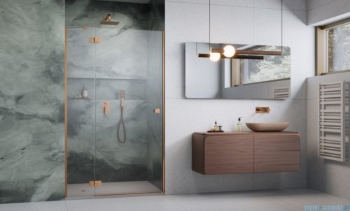 Radaway Essenza 8 Brushed Copper Dwj drzwi wnękowe 80cm lewe szczotkowana miedź/szkło przejrzyste 10480512-01-01L/10460237-93-01L