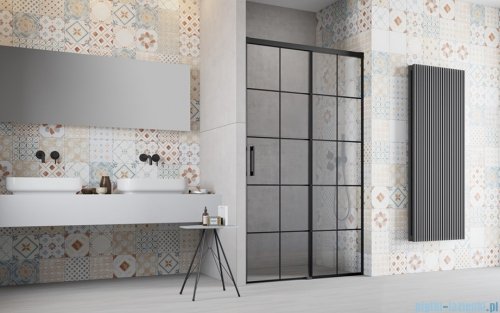 Radaway Idea Black 8 Dwj drzwi wnękowe 120cm prawe czarny mat/szkło przejrzyste 10330620-54-01R/10350553-01-01