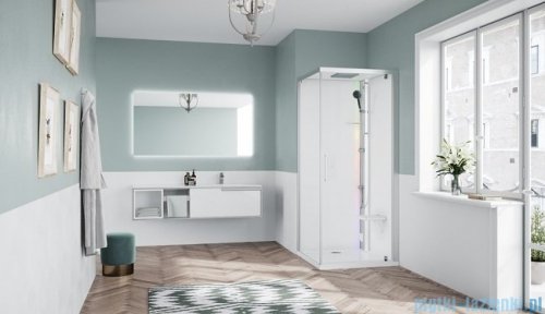 Novellini Glax 1 2.0 kabina z sauną parową 80x80 prawa srebrna G21GF80DM5-1BB