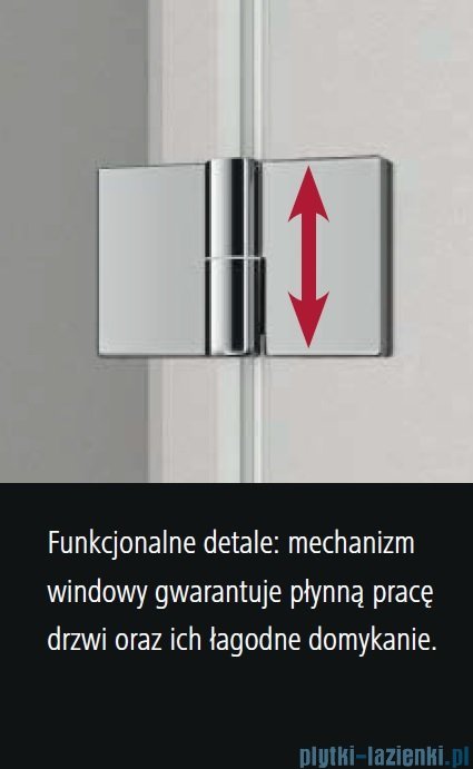 Kermi Osia Drzwi wnękowe z polem stałym, prawe, szkło przezroczyste OsiaClean, profile srebrne 120x200cm OSSFR12020VPK