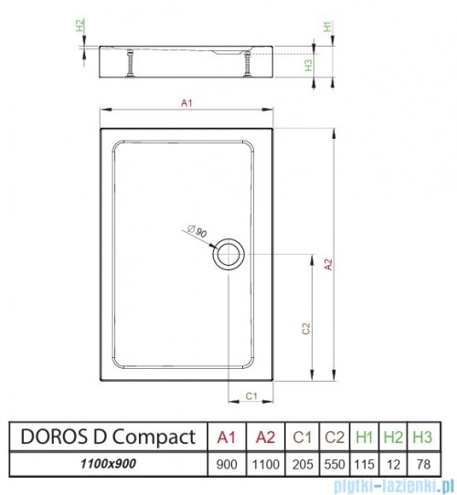 Radaway Doros D Compact Stone brodzik 110x90 kaszmirowy SDRD1190-05-84S