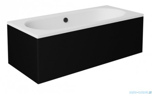 Besco Vitae 180x80cm wanna prostokątna + obudowa CZARNY mat + syfon CZARNY #WAV-180-PK/#OAV-180-PKC/19977
