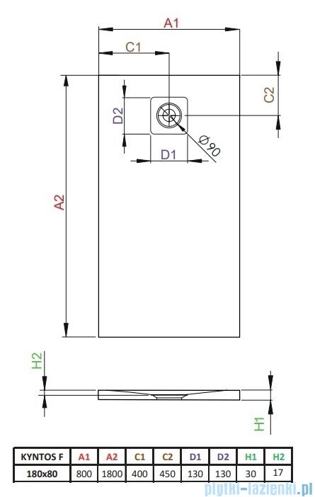 Radaway Kyntos F brodzik 180x80cm cemento HKF18080-74