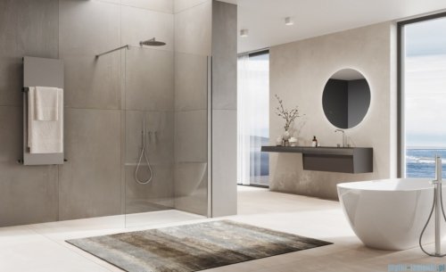 Ronal ANNEA ANT1 Black Line Ścianka wolnostojąca Walk-in 120x200 cm z profilem przyściennym czarny mat ANT112000607