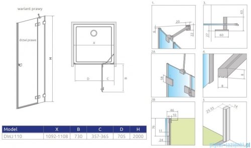 Radaway Essenza Pro Dwj drzwi wnękowe 110cm prawe przejrzyste 10099110-01-01R