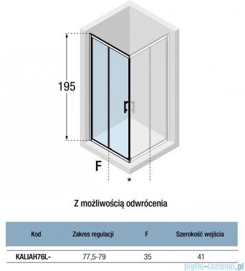 Novellini Kali AH kabina kwadratowa 80x80  profile czarne KALIAH76L-1H/KALIAH76L-1H