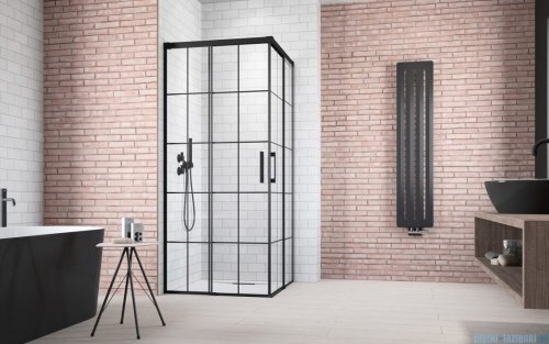 Radaway Idea Black Kdd Factory kabina prysznicowa 90x80cm czarny mat/szkło przejrzyste 387060-54-55L/387061-54-55R