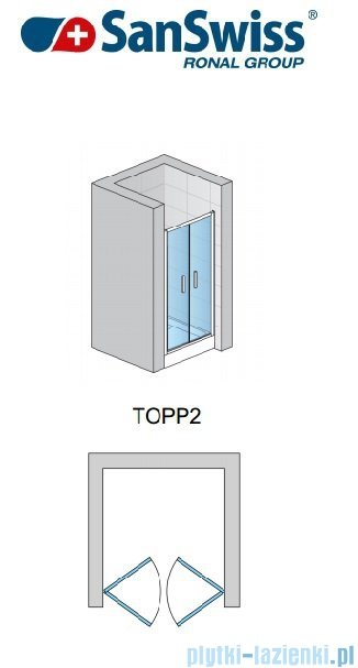 SanSwiss TOPP2 Drzwi 2-częściowe 90-120cm profil połysk TOPP2SM25007