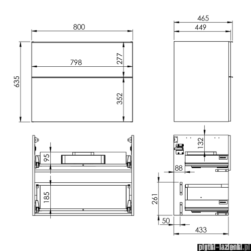 Elita Look szafka podumywalkowa 80x63x45cm anthracite 167082