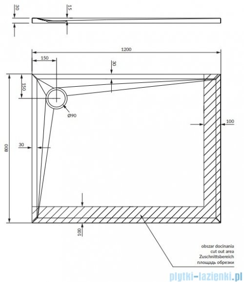 Omnires Stone brodzik prysznicowy prostokątny 80x120x3 cm biały mat STONE80/120BM