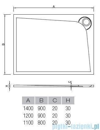 Vayer Bumerang 120x90cm Brodzik prostokątny z konglomeratu marmurowego prawy
