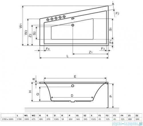 Excellent Sfera Slim wanna narożna 170x100 cm biała prawa WAEX.SFP17WHS