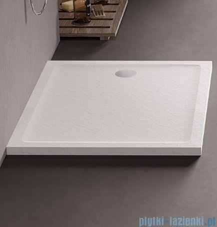New Trendy Mild Stone Brodzik akrylowy prostokątny 80x100x4,5 cm biały B-0549