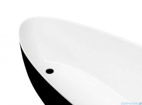 Besco Goya XS 142x62cm wanna biało-czarna wolnostojąca + syfon klik-klak chrom czyszczony od góry #WMD-140-GWC