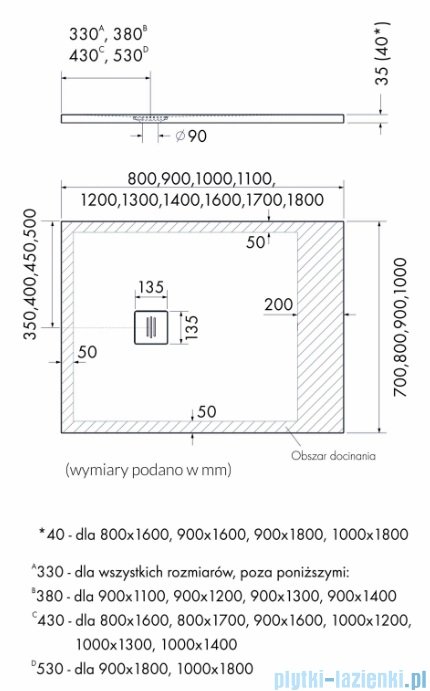 Schedpol Schedline Protos Grey Stone brodzik prostokątny 100x70x3,5cm 3SP.P1P-70100/S/ST-M1/S/ST
