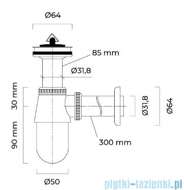 Oltens Molde syfon umywalkowy butelkowy z korkiem chrom 02603100