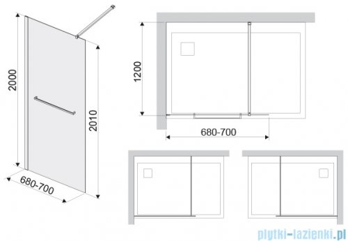 Sanplast Free Line II P/FREEII Kabina walk-in 70x200 cm czarny matowy 600-261-0400-59-401