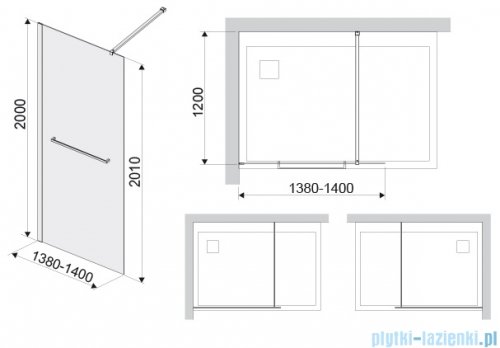 Sanplast Free Line II P/FREEII Kabina walk-in 140x200 cm czarny matowy 600-261-0470-59-401