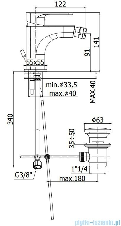 Paffoni Bateria bidetowa stojąca Sly chrom SY131CR